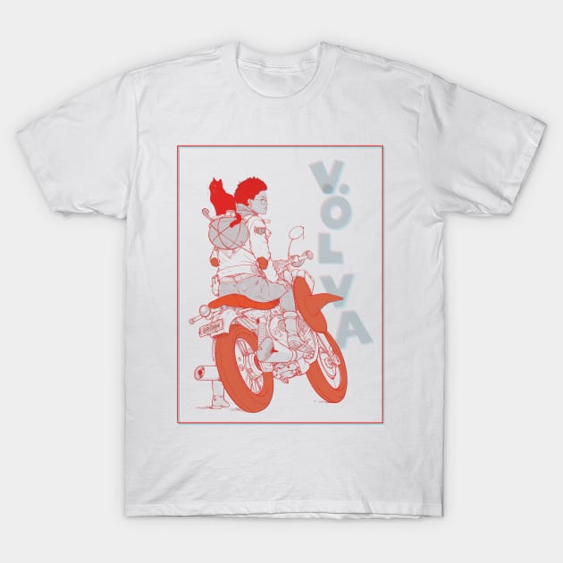 Völva Biker (Red) T-Shirt by paulkisling